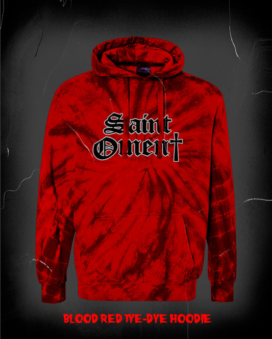 𝔰𝔞𝔦𝔫𝔱 𝔬𝔪𝔢𝔫 Blood Red Tie-Dyed Pullover Hoodie